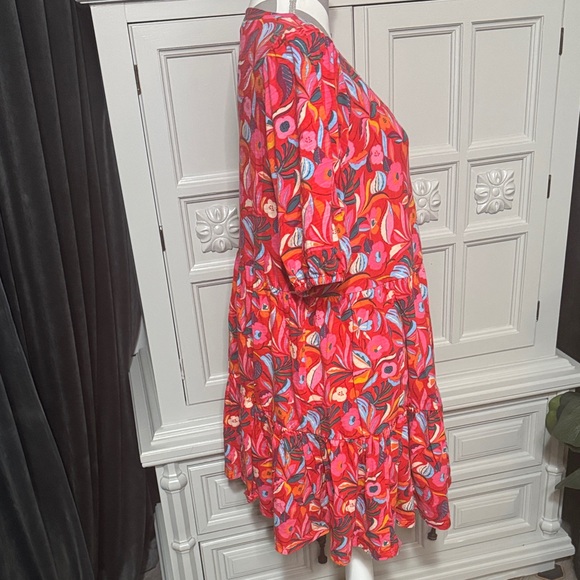 The Pioneer Woman Floral V-Neck Dress with Puff Sleeves Size XL - Picture 5 of 9